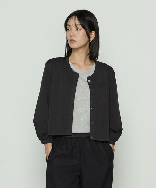 COMME CA PLATINUM / コムサ・プラチナ ノーカラージャケット | ブライトストレッチヤーン ミラノリブショートジャケット | 詳細4