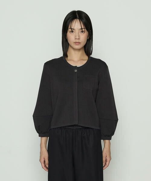 COMME CA PLATINUM / コムサ・プラチナ ノーカラージャケット | ブライトストレッチヤーン ミラノリブショートジャケット | 詳細5