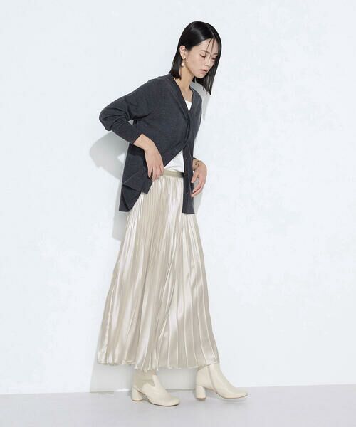COMME CA PLATINUM / コムサ・プラチナ ロング・マキシ丈スカート | サテンチンツ コンビネーションプリーツスカート | 詳細9