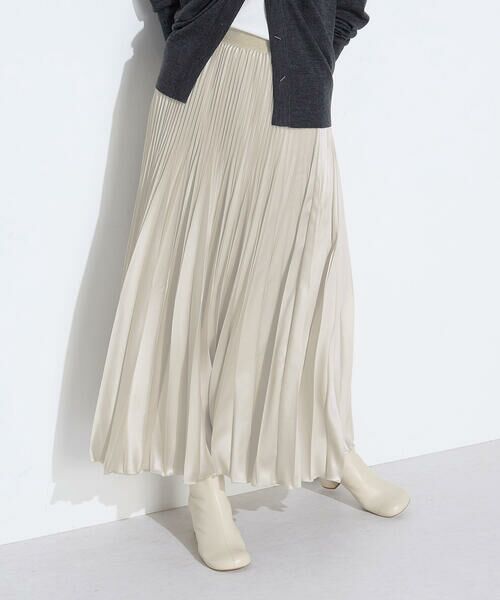 COMME CA PLATINUM / コムサ・プラチナ ロング・マキシ丈スカート | サテンチンツ コンビネーションプリーツスカート | 詳細12