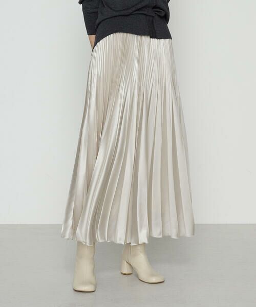 COMME CA PLATINUM / コムサ・プラチナ ロング・マキシ丈スカート | サテンチンツ コンビネーションプリーツスカート | 詳細4