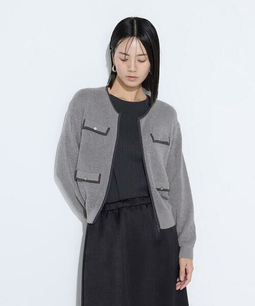 COMME CA PLATINUM / コムサ・プラチナ カーディガン・ボレロ | モールジャカードニット ジップアップカーディガン | 詳細6