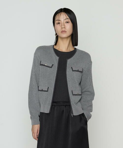 COMME CA PLATINUM / コムサ・プラチナ カーディガン・ボレロ | モールジャカードニット ジップアップカーディガン | 詳細2