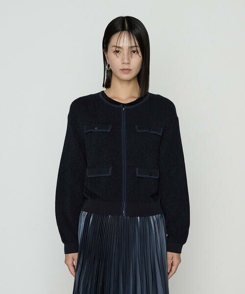 COMME CA PLATINUM / コムサ・プラチナ カーディガン・ボレロ | モールジャカードニット ジップアップカーディガン | 詳細9