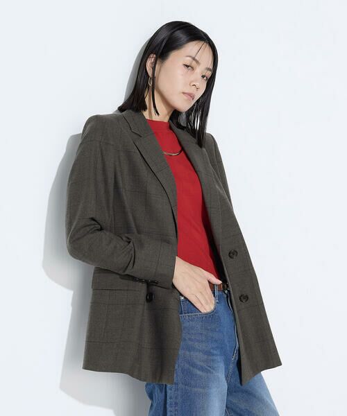 COMME CA PLATINUM / コムサ・プラチナ テーラードジャケット | トリアセウールフラノウィンドペン ダブルジャケット | 詳細17