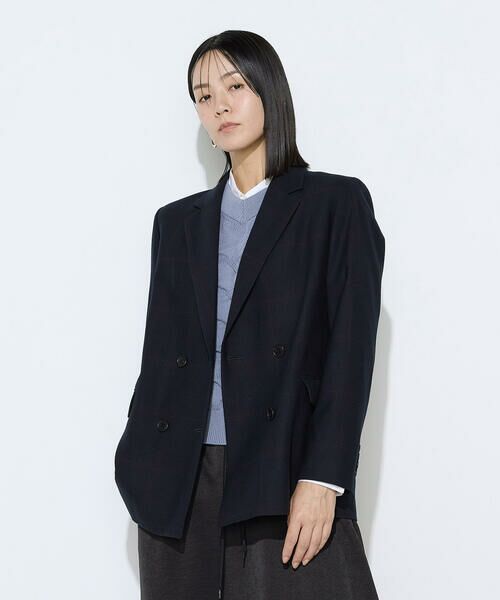 COMME CA PLATINUM / コムサ・プラチナ テーラードジャケット | トリアセウールフラノウィンドペン ダブルジャケット | 詳細27