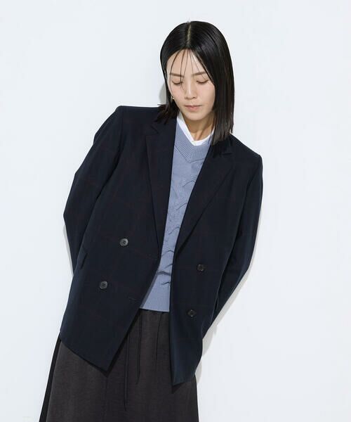 COMME CA PLATINUM / コムサ・プラチナ テーラードジャケット | トリアセウールフラノウィンドペン ダブルジャケット | 詳細29
