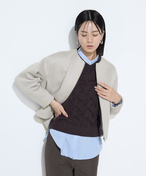 COMME CA PLATINUM / コムサ・プラチナ ブルゾン | ダブルエアーダンボール ノーカラーブルゾン | 詳細13