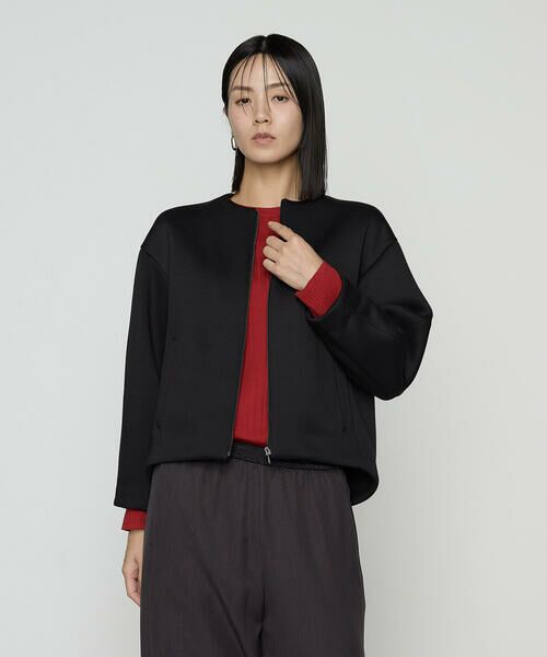 COMME CA PLATINUM / コムサ・プラチナ ブルゾン | ダブルエアーダンボール ノーカラーブルゾン(05:ブラック)