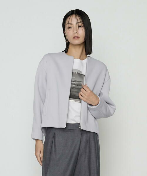 COMME CA PLATINUM / コムサ・プラチナ ブルゾン | ダブルエアーダンボール ノーカラーブルゾン(23:ミストブルー)