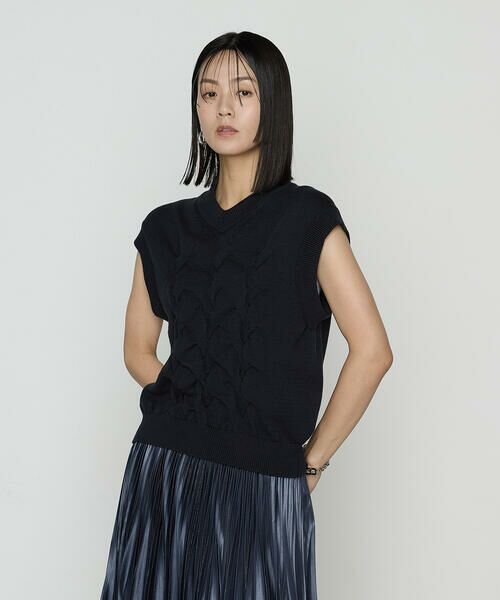 COMME CA PLATINUM / コムサ・プラチナ ニット・セーター | コットンポリエステルリリヤーン ニットベスト | 詳細4