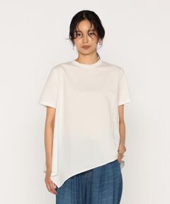 COMME CA PLATINUM / コムサ・プラチナ カットソー | バーズアイ アシンメトリーデザインTシャツ
