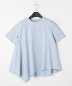 COMME CA PLATINUM / コムサ・プラチナ カットソー | バーズアイ アシンメトリーデザインTシャツ