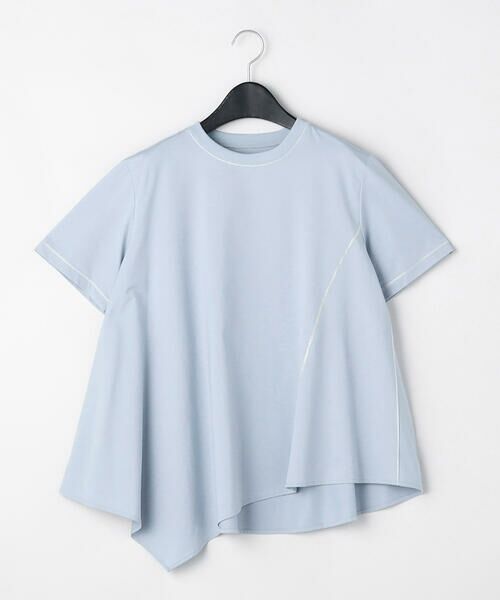 COMME CA PLATINUM / コムサ・プラチナ カットソー | バーズアイ アシンメトリーデザインTシャツ（23:ライトブルー）