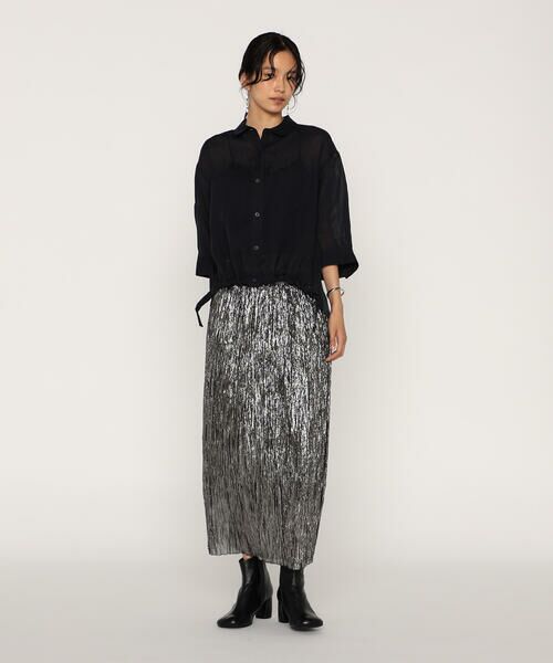 COMME CA PLATINUM / コムサ・プラチナ ロング・マキシ丈スカート | シルク×ポリエステル ラメシフォンスカート | 詳細2