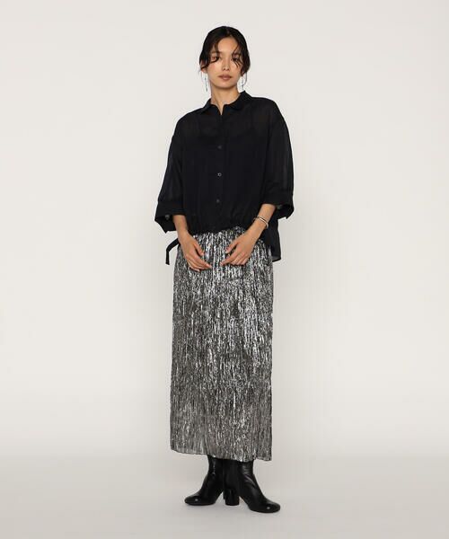 COMME CA PLATINUM / コムサ・プラチナ ロング・マキシ丈スカート | シルク×ポリエステル ラメシフォンスカート | 詳細3