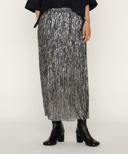 COMME CA PLATINUM / コムサ・プラチナ ロング・マキシ丈スカート | シルク×ポリエステル ラメシフォンスカート | 詳細4