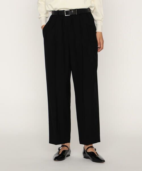 COMME CA PLATINUM/コムサ・プラチナ ウールギャバジン テーパードギャザーパンツ 05:ブラック 9号 COMME CA PLATINUM/コムサ・プラチナ ウールギャバジン テーパードギャザーパンツ 05:ブラック 9号