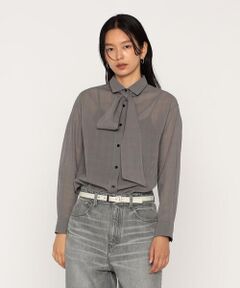 COMME CA PLATINUM / コムサ・プラチナ シャツ・ブラウス | シアーグレンチェックボイル ボウタイシャツ