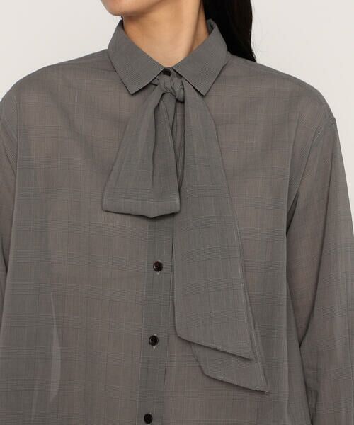 COMME CA PLATINUM / コムサ・プラチナ シャツ・ブラウス | シアーグレンチェックボイル ボウタイシャツ | 詳細11