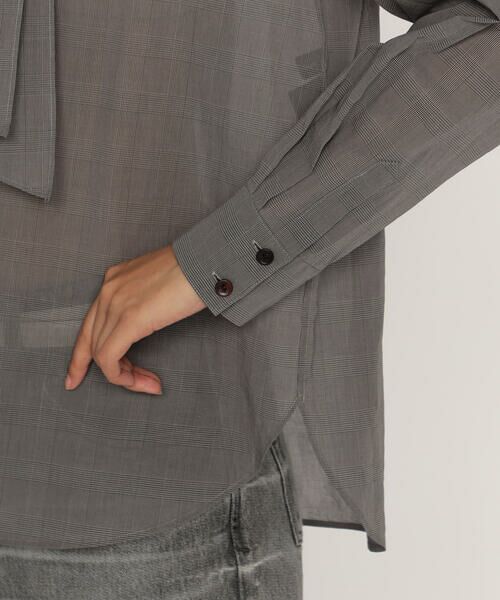 COMME CA PLATINUM / コムサ・プラチナ シャツ・ブラウス | シアーグレンチェックボイル ボウタイシャツ | 詳細12