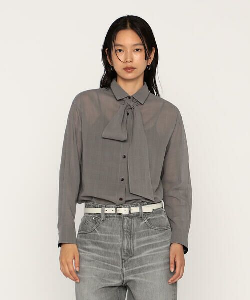 COMME CA PLATINUM / コムサ・プラチナ シャツ・ブラウス | シアーグレンチェックボイル ボウタイシャツ | 詳細4