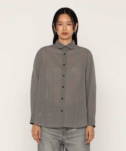 COMME CA PLATINUM / コムサ・プラチナ シャツ・ブラウス | シアーグレンチェックボイル ボウタイシャツ | 詳細7