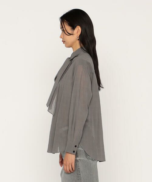 COMME CA PLATINUM / コムサ・プラチナ シャツ・ブラウス | シアーグレンチェックボイル ボウタイシャツ | 詳細9