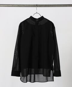 COMME CA PLATINUM / コムサ・プラチナ シャツ・ブラウス | ウールボイル バンドカラーシャツ