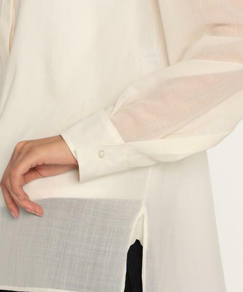COMME CA PLATINUM / コムサ・プラチナ シャツ・ブラウス | ウールボイル バンドカラーシャツ | 詳細8