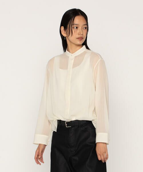 COMME CA PLATINUM / コムサ・プラチナ シャツ・ブラウス | ウールボイル バンドカラーシャツ | 詳細2