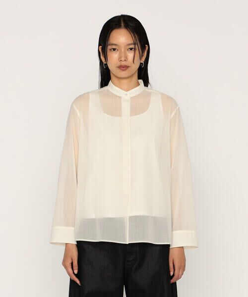 COMME CA PLATINUM / コムサ・プラチナ シャツ・ブラウス | ウールボイル バンドカラーシャツ | 詳細3