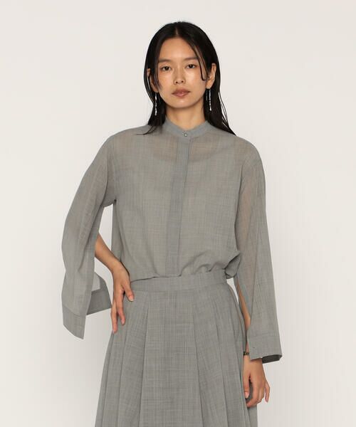 COMME CA PLATINUM / コムサ・プラチナ シャツ・ブラウス | ウールボイル バンドカラーシャツ | 詳細15