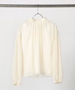 COMME CA PLATINUM / コムサ・プラチナ シャツ・ブラウス | ウールボイル スタンドカラ—タックブラウス