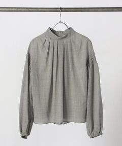 COMME CA PLATINUM / コムサ・プラチナ シャツ・ブラウス | ウールボイル スタンドカラ—タックブラウス