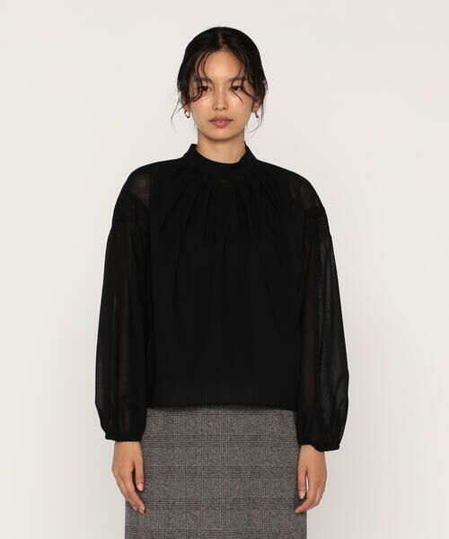 COMME CA PLATINUM / コムサ・プラチナ シャツ・ブラウス | ウールボイル スタンドカラ—タックブラウス | 詳細6