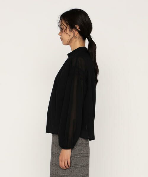 COMME CA PLATINUM / コムサ・プラチナ シャツ・ブラウス | ウールボイル スタンドカラ—タックブラウス | 詳細7