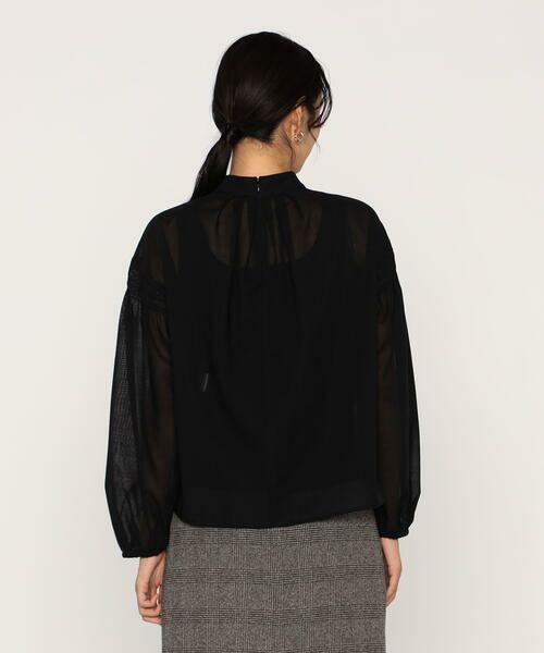 COMME CA PLATINUM / コムサ・プラチナ シャツ・ブラウス | ウールボイル スタンドカラ—タックブラウス | 詳細8