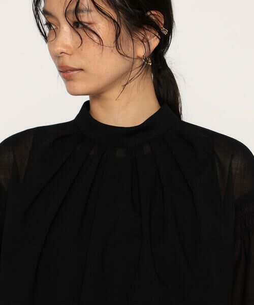 COMME CA PLATINUM / コムサ・プラチナ シャツ・ブラウス | ウールボイル スタンドカラ—タックブラウス | 詳細9