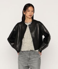 COMME CA PLATINUM / コムサ・プラチナ ノーカラージャケット | トルコラムレザー ノーカラージャケット