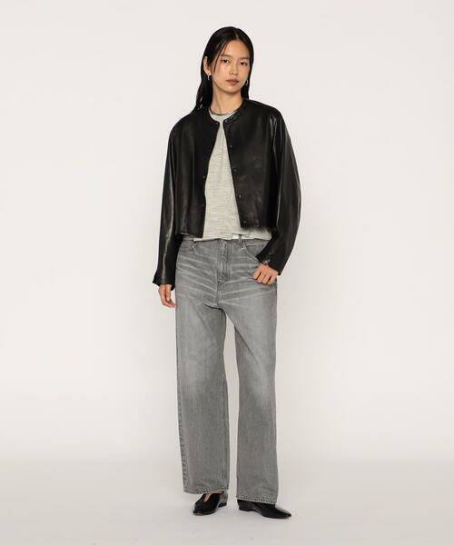 COMME CA PLATINUM / コムサ・プラチナ ノーカラージャケット | トルコラムレザー ノーカラージャケット | 詳細1