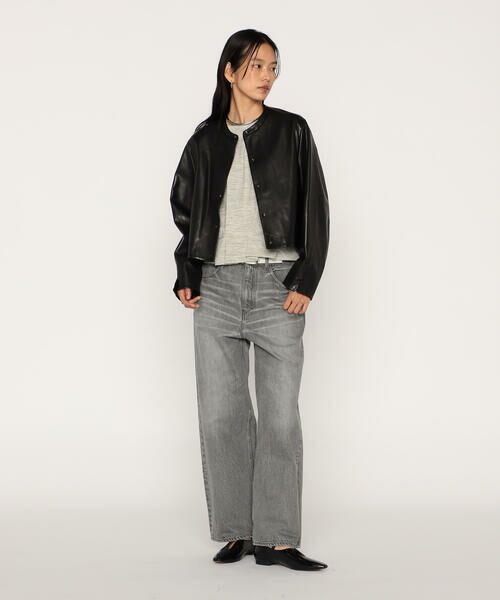 COMME CA PLATINUM / コムサ・プラチナ ノーカラージャケット | トルコラムレザー ノーカラージャケット | 詳細2