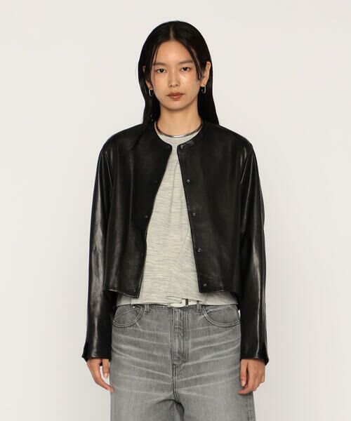 COMME CA PLATINUM / コムサ・プラチナ ノーカラージャケット | トルコラムレザー ノーカラージャケット | 詳細3