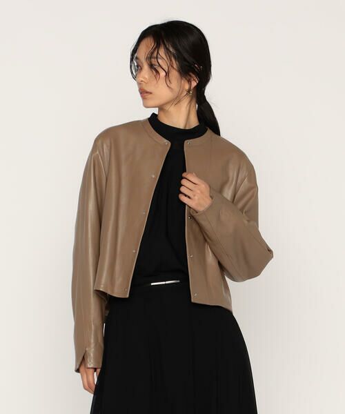 COMME CA PLATINUM / コムサ・プラチナ ノーカラージャケット | トルコラムレザー ノーカラージャケット | 詳細11