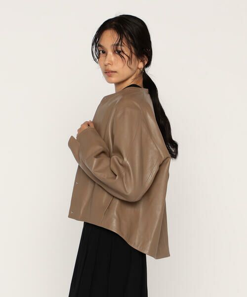 COMME CA PLATINUM / コムサ・プラチナ ノーカラージャケット | トルコラムレザー ノーカラージャケット | 詳細12