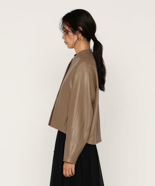 COMME CA PLATINUM / コムサ・プラチナ ノーカラージャケット | トルコラムレザー ノーカラージャケット | 詳細14