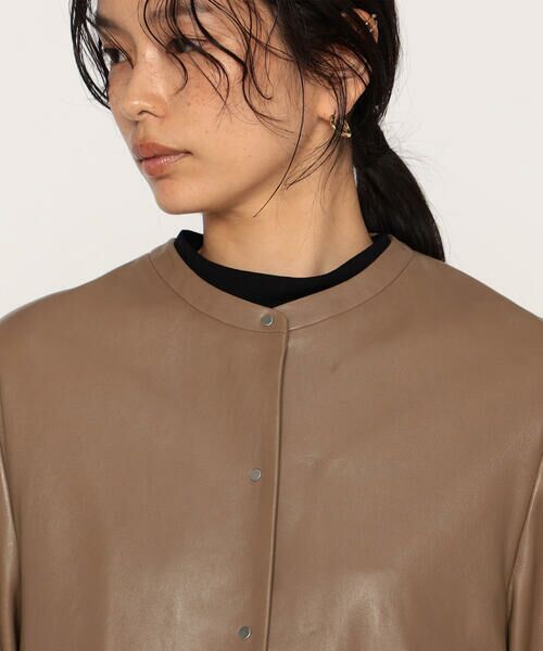 COMME CA PLATINUM / コムサ・プラチナ ノーカラージャケット | トルコラムレザー ノーカラージャケット | 詳細16