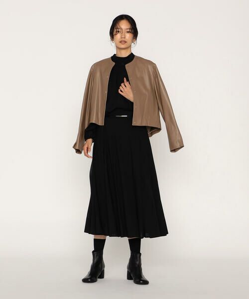 COMME CA PLATINUM / コムサ・プラチナ ノーカラージャケット | トルコラムレザー ノーカラージャケット | 詳細5