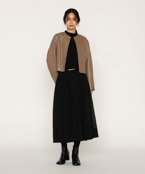 COMME CA PLATINUM / コムサ・プラチナ ノーカラージャケット | トルコラムレザー ノーカラージャケット | 詳細8