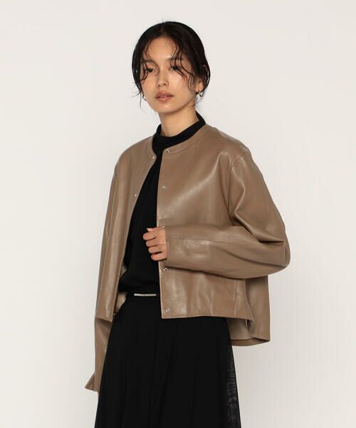 COMME CA PLATINUM / コムサ・プラチナ ノーカラージャケット | トルコラムレザー ノーカラージャケット | 詳細10